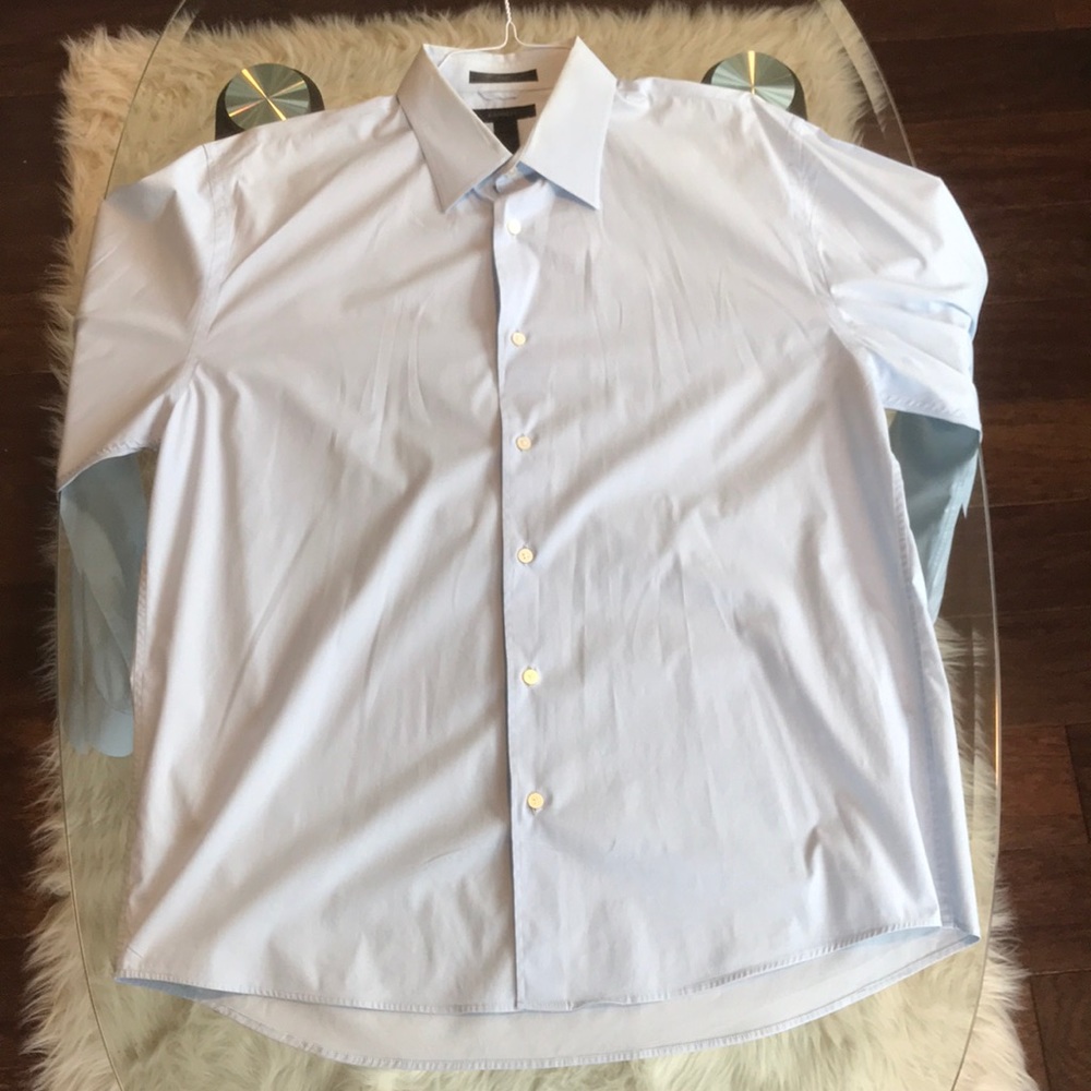Express Blue Stretch Long Sleeve Button Down